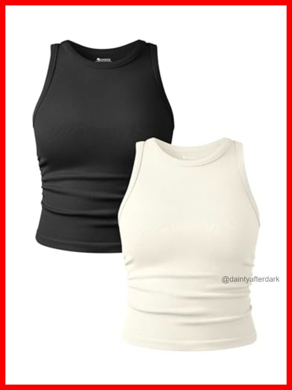 OQQ Women's 2-Piece Nylon Spandex Crop Tank Tops Crew Neck Slim Fit